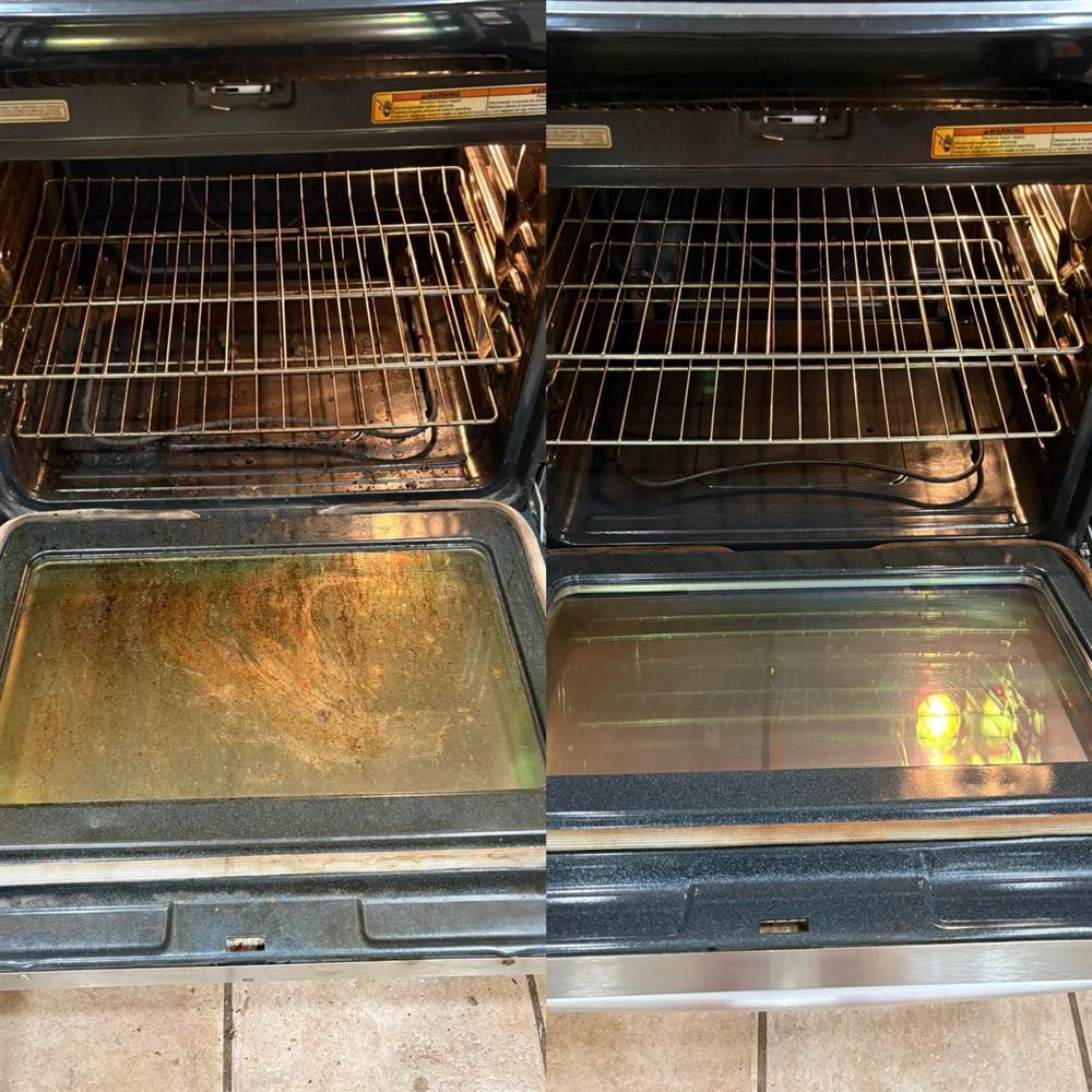 Oven before-and-after from a deep clean